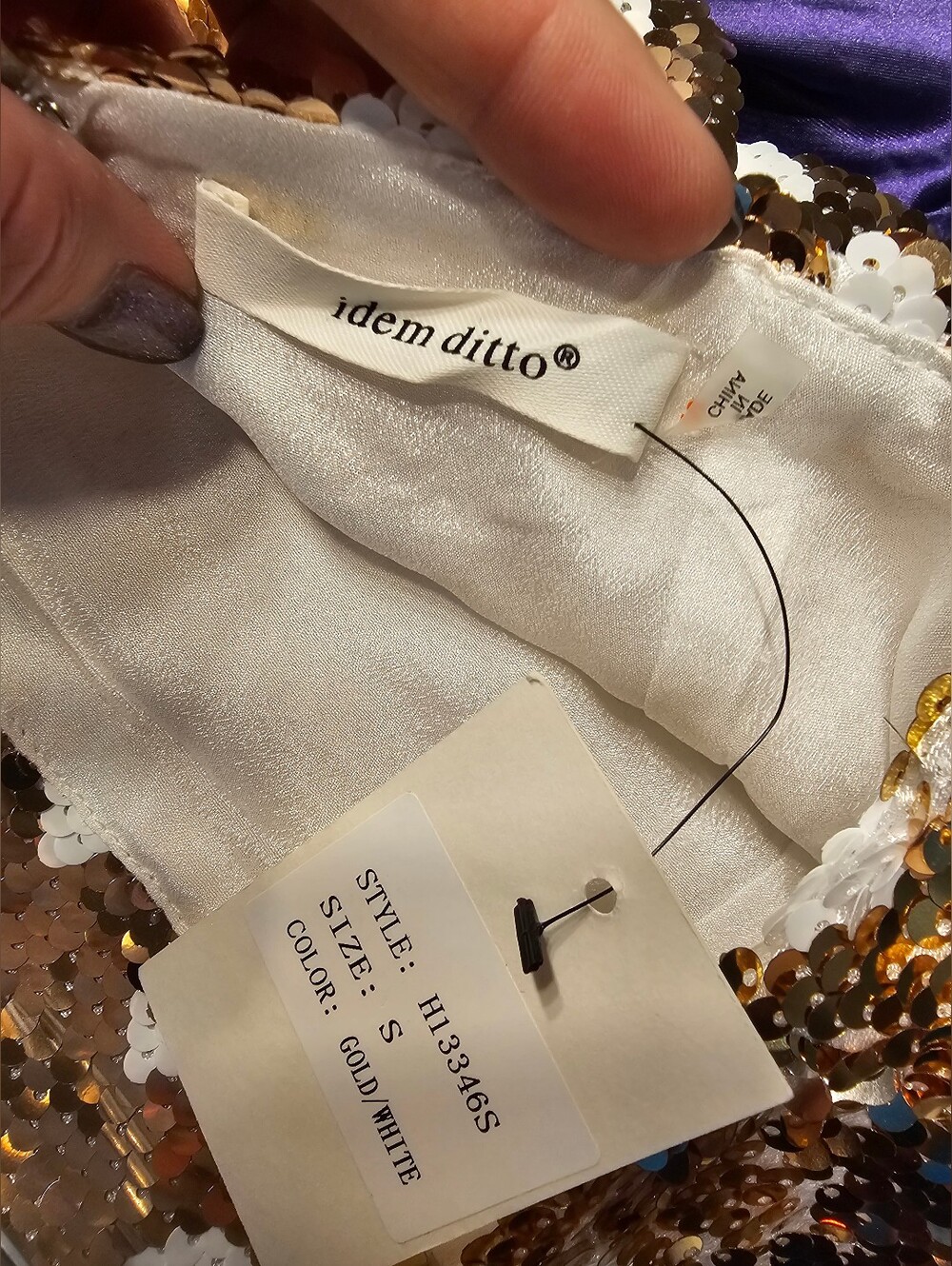 Idem Ditto NWT Gold White Heart Sequin Mini Skirt Size S - Picture 4 of 5